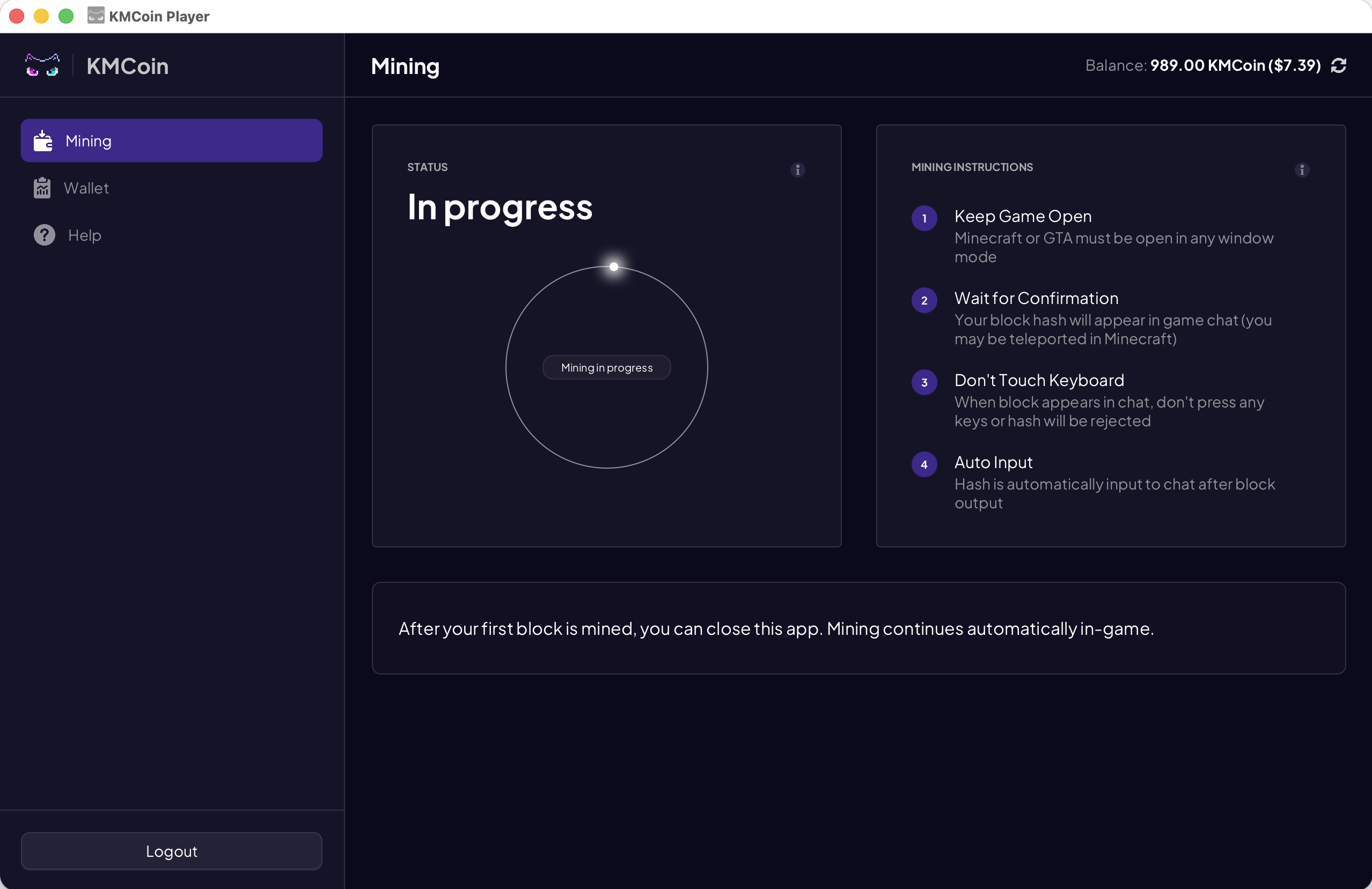 Minecraft KMCoin gameplay